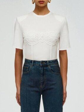 Self-Portrait Corset Crop Top White Size 2